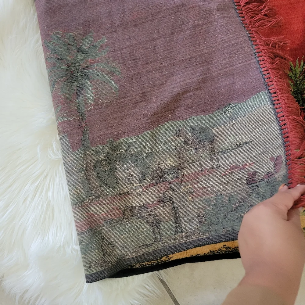 Vintage Arabian Red and Green Tapestry Wall Hanging